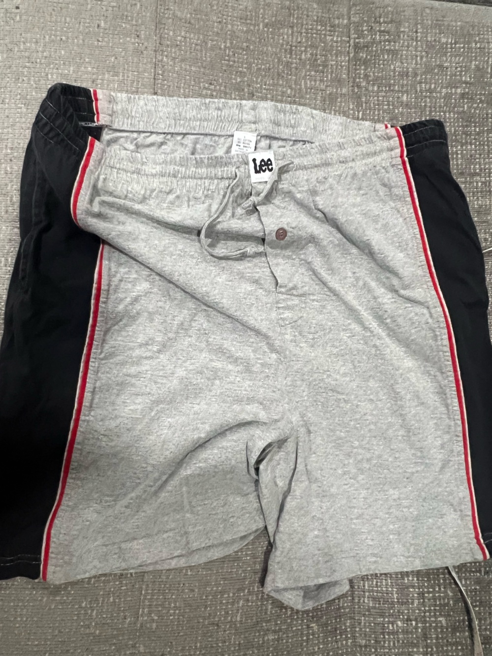 Lee Men's Grey Knit Athletic Shorts with Black & Red Trim j20